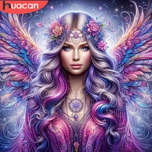 HUACAN 5D 다이아몬드 페인팅 여성 초상화 모자이크 컴플리트 키트, 페어리 풀 스퀘어 라운드 맞춤 선물, 신상