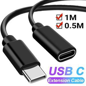 USB C 연장 케이블 유형 C-C MacBook Pro용 고속 충전 케이블 비디오 케이블 커넥터 전송 확장 케이블 0.5M