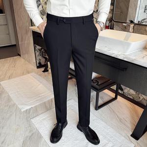 남성바지 봄여름 솔리드 라이트 럭셔리 정장 슬림 비즈니스 캐주얼 바지 심쿵빛