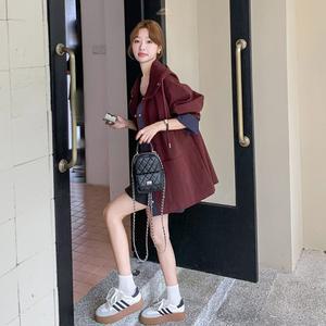 여자 캐주얼 야구 점퍼 트렌치코트 가을 앙고라 레드 후드 하프 코트 SPO마켓3