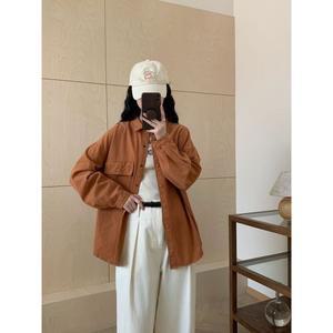 여성 세련도도녀 가을 셔츠 긴팔 카고 아우터 캐주얼 오버올 상의 OOTD3