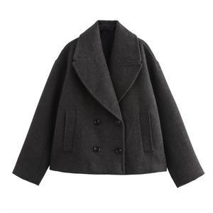 여성 세련도도녀 가을 코트 캐주얼 루즈핏 더블 울 숏 OOTD3