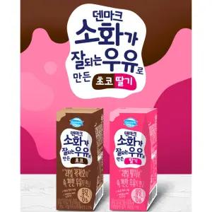 덴마크 소화가 잘 되는 우유 190ml 딸기 24개 + 초코 24개