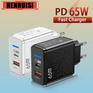GaN 충전기 EU KR AU 플러그 어댑터 노트북 고속 충전 USB C 타입 휴대폰 65W