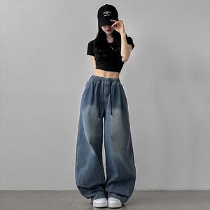 [LAINI]빈티지 벌룬 와이드 밴딩 데님 팬츠 bo 3330c_P395152632