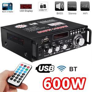 600W 무선 블루투스 앰프 2채널 HiFi 오디오 스테레오 파워 USB FM 차량용가정용 서브우퍼 (리모컨 포함)