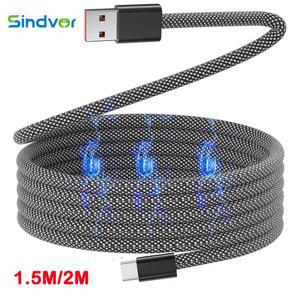 핸드폰 15 14 마그네틱 자석 고속 충전기 케이블 줄꼬임 방지 QC 4.0 코드 USB A TO C 타입 2M PD100W