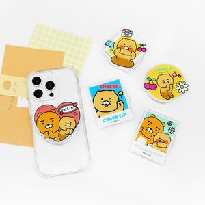카카오프렌즈 춘식이 라이언 캐릭터 치즈 맥세이프 그립톡 메탈 플레이트 포함 자석형 스마트톡 높이조절