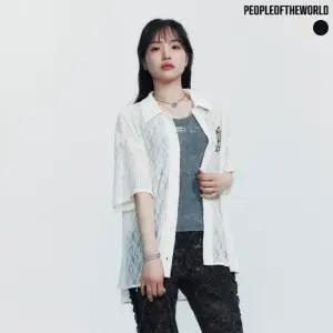 [수정샵]  시어 레이스 하프 셔츠