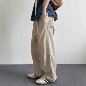 남성 센스있는 배기핏 바지 솔리드 컬러 우산병 얇은 쿨링 여름 기본 긴 캐주얼 DUCHI2