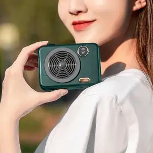 휴대용 선풍기 미니 레트로감성 USB 목걸이 사무실 야외 카메라형 용선풍기