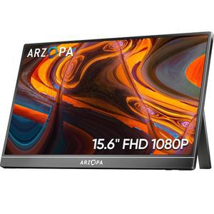 ARZOPA 휴대용 모니터 15 6인치 FHD 1080P - 킥스탠드가 장착된 초슬림 노트북 PC, MAC, 휴대폰, , PS5용 IPS 디스플레이 USB C 및 HDMI 연결 A1