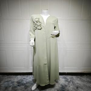 두바이 Abaya 패치 워크 아플리케 카디건 아랍어 이슬람 Womem 우아한 겸손한 Kaftan 기모노 Hijab Robe Gu
