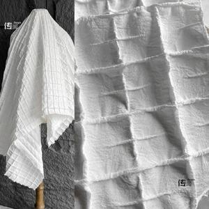 드레스 의류 디자이너 패션 도매 천으로 미터 Diy 재봉 재료에 대한 흰색 격자 무늬 자카드 직물