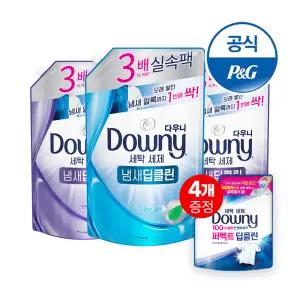 다우니 프리미엄 세탁세제 냄새딥클린 프레시/라벤더 리필1.4L 3개 + 200ml4개