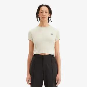 프레드페리Womens 크롭 립 티셔츠 오트밀 AFPF25191686911449465