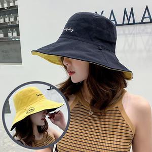 스마일 양면벙거지모자 버킷햇 여성모자