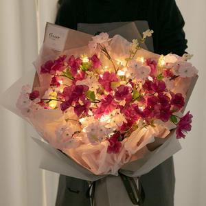 진달래 조화 꽃다발 LED 포멀아젤리 60cm 인테리어 꽃선물 장식 기념일 졸업식 조명 발표회 학예회
