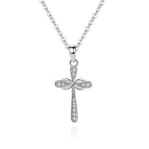 AGAPE 실버 순은 S925 십자가 큐빅 목걸이