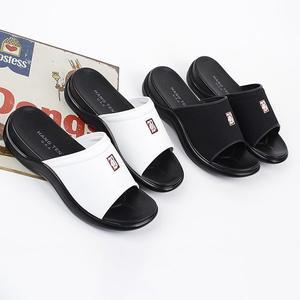 [디아]행텐 남성 국산 가죽 발편한 사무실 통굽 쿠션 빅사이즈 슬리퍼 4cm