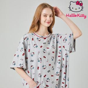 [헬로키티]산리오 정품 헬로키티 프리미엄 부드러운 면 라운지웨어 반소매 반팔 원피스 HK-4518