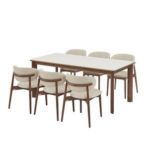 포멜로 세라믹식탁 6인세트 180cm 브라운_가죽체어 6EA (옵션 택1)