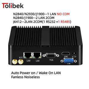 미니 팬리스 PC 인텔 셀러론 J6412 J1900 N2840 듀얼 기가비트 LAN HDM