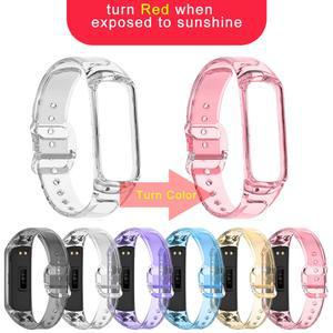 Fit 2 R220 용 투명 선샤인 턴 컬러 실리콘 스트랩 Galaxy Fit2 R220 용 스마트 팔찌 밴드 교체 스트랩