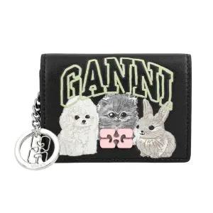 [가니]GANNI A6776 099 애니멀 그래픽 버터플라이 로고 플랩 카드지갑