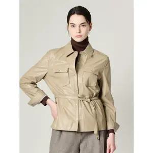 [BCBG](의정부점)올앤선드리 벨티드 페이크레더 블라우스(A4W9B405)