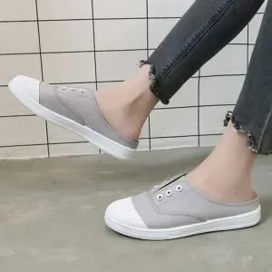 끈없는 데일리 외출 슬리퍼 캔버스천 뮬 스니커즈 귀여운뮬슬리퍼