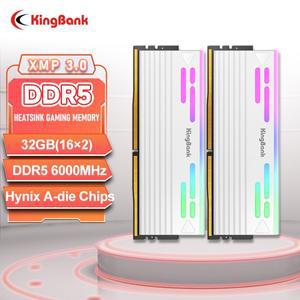 KingBank 32GB DDR5 6000MHz CL26 RGB 메모리 듀얼 채널 오버클로킹 XMP3.0 EXPO 16GBx2 게임 및 고성능 시