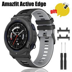 Amazfit Active EDGE 스트랩 실리콘 스마트 시계 소프트 스포츠 손목 밴드 화면 보호 필름용 2IN1
