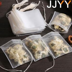 JJYY 일회용 티백 필터 백 차 인퓨저 스트링 힐링 씰 식품 등급 부직포 향신료 100개