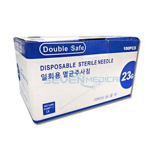 더블세이프 일회용 멸균 주사침 23G 25mm 100pcs 주사바늘 일회용
