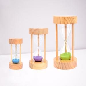 이코리브 원형 원목 유리 모래시계 책상 무소음