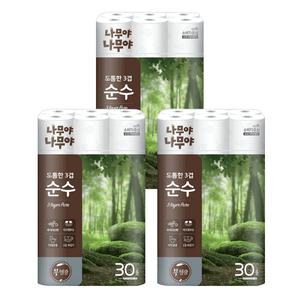 나무야나무야 도톰한 3겹 순수 고급롤화장지, 27m, 30개입, 3개
