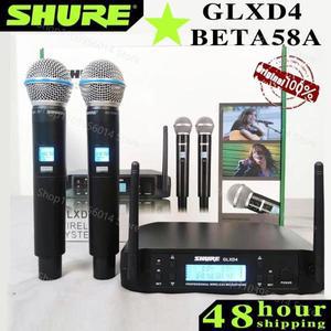 슈어 GLXD 4 베타 58A 무선 마이크  핸드헬드 2 개 다이내믹 전문 파티 Karaoke640-690MHZ