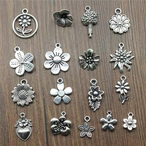 20 개 / 몫 꽃 매력 골동품 실버 컬러 해바라기 보석 DIY 팔찌 만들기