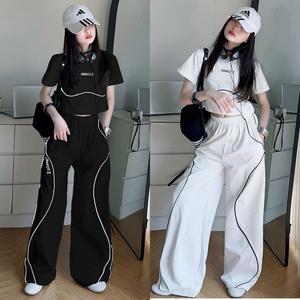 [삐삐네옷가게]여아 초등학생 크로스웨이 크롭티셔츠 트레이닝 세트