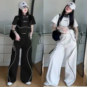 삐삐네옷가게 여아 초등학생 크로스웨이 크롭티셔츠 트레이닝 세트