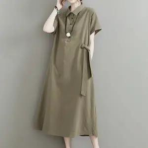쉬블림로브 여성 리본 카라 반오픈 반팔 모임 하객 캐주얼 원피스 GW2000