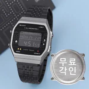무료각인 카시오 ABL-100WEPC-1B 빈티지 사각 차콜블랙 블루투스 팩맨 에디션 남자 메탈 시계 c