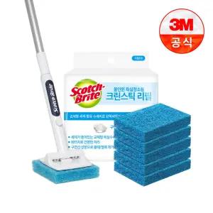[3M]크린스틱 뉴올인원 욕실청소용 롱핸들+리필 6입