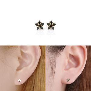 14K GOLD 4mm 별 큐빅 금 귀걸이