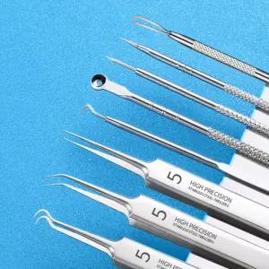 여드름 블랙헤드 압출기 피지압출 핀셋 바늘 집게 루프 8종 세트