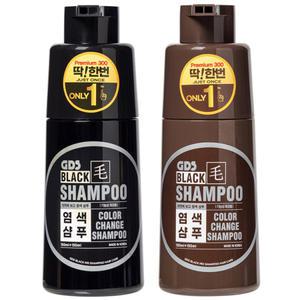GDS 블랙 모 딱 한번 염색샴푸 프리미엄300(300mlX1통)+비닐장갑6장/흰머리 새치커버 염색 샴푸
