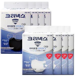 크리넥스 KF94 라이트핏 안티포그 대형 10매 x4개 (총40매) 화이트 블랙 색상 선택 새부리형 입체형 마스크