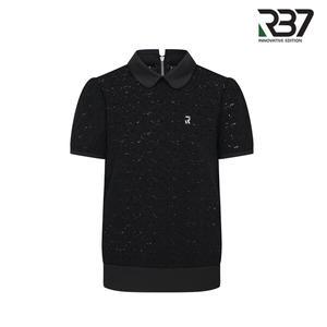 [알비세븐] 여성 플라워 메쉬 카라 반팔티셔츠 R4MWTS257