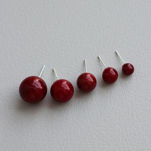 레드 원석 볼 행운 빨간색 귀걸이